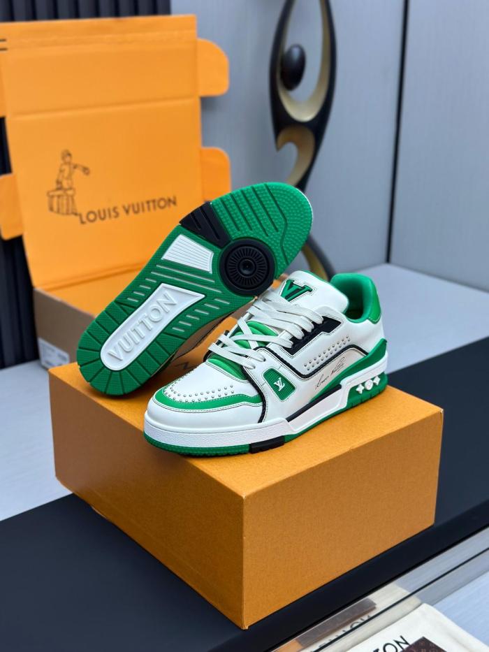 Louis Vuitton LV Trainer White Green