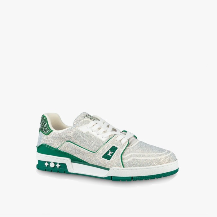Louis Vuitton LV Trainer Green Strass
