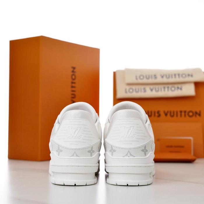 LOUIS VUITTON Trainer Skateboard Shoes Men Low-Top White