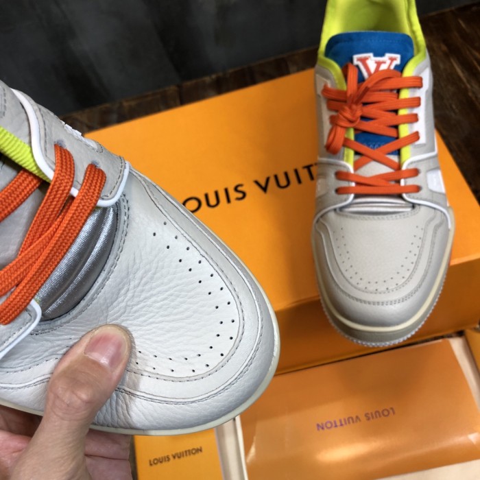 Louis Vuitton Trainer Upcycled Gray Orange