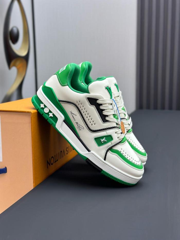 Louis Vuitton LV Trainer White Green