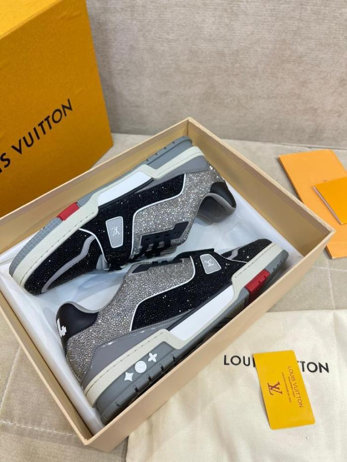 Louis Vuitton LV Trainer Black Grey Crystal
