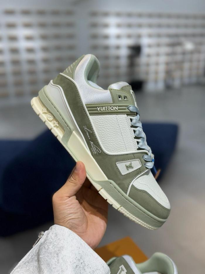 LOUIS VUITTON Trainer Low-Top Skateboard Shoes Unisex Dark Green
