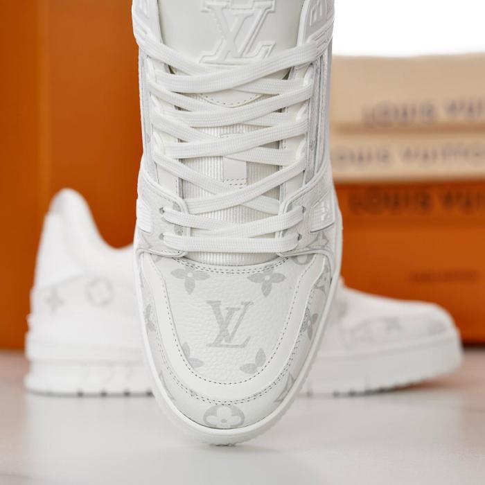 LOUIS VUITTON Trainer Skateboard Shoes Men Low-Top White