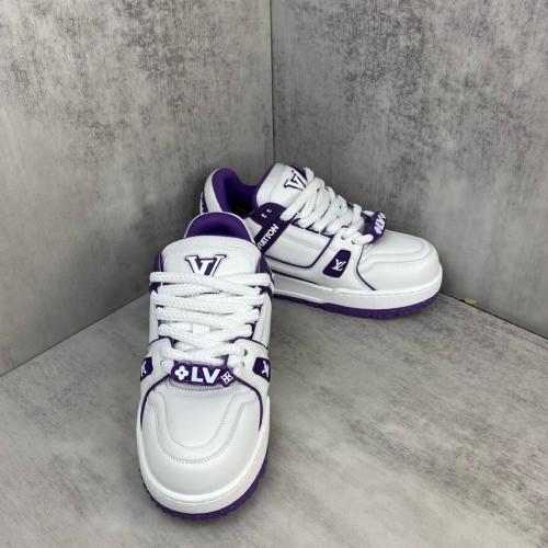 LOUIS VUITTON Trainer Maxi Little Chubby Ding Low Top Skateboard Shoes Unisex White Purple