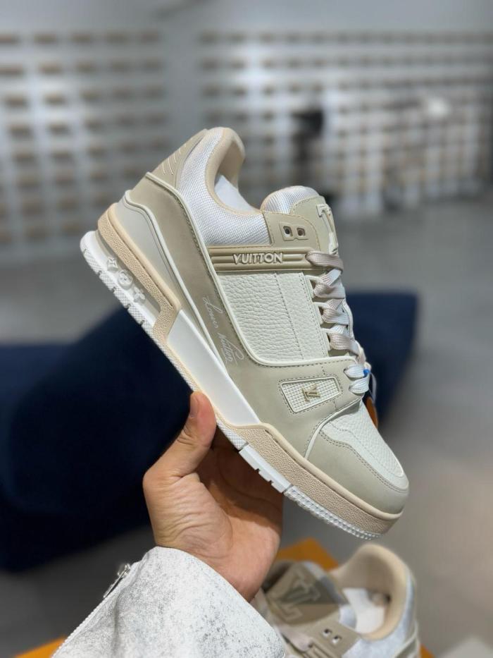 LOUIS VUITTON Trainer Low-Top Skateboard Shoes Unisex Light Green