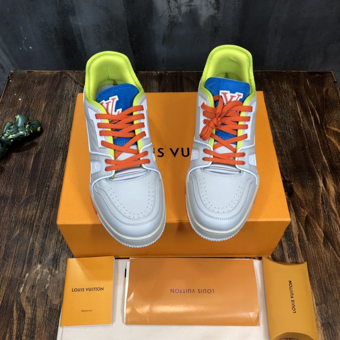 Louis Vuitton Trainer Upcycled Gray Orange