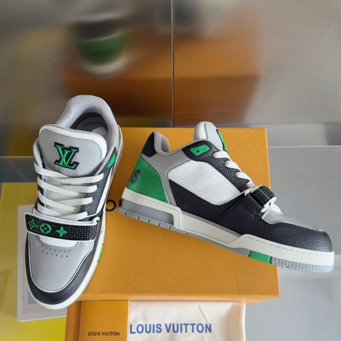 Louis Vuitton LV Trainer Monogram strap Black White Green