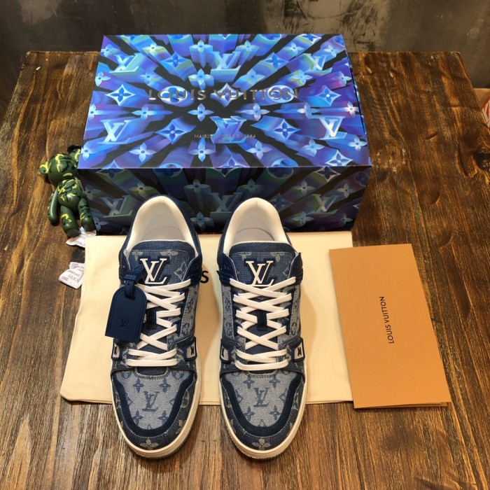 Louis Vuitton Trainer Sneaker Denim Monogram