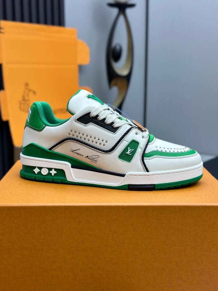 Louis Vuitton LV Trainer White Green