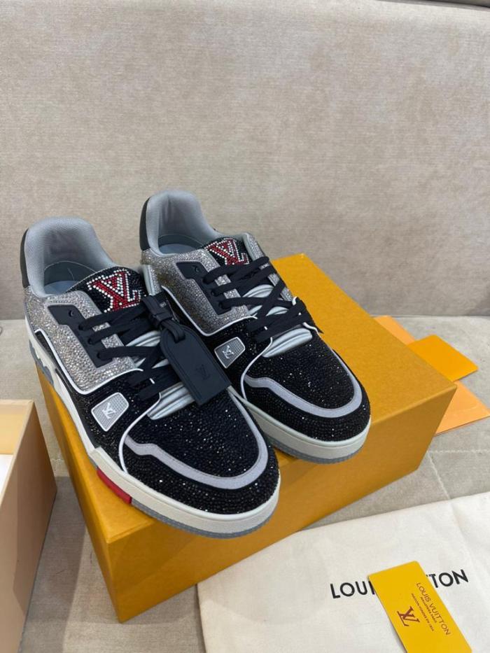 Louis Vuitton LV Trainer Black Grey Crystal