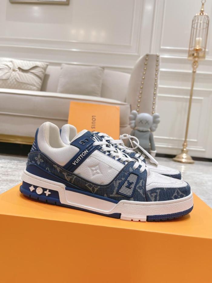 Louis Vuitton LV Trainer Monogram Denim White Blue