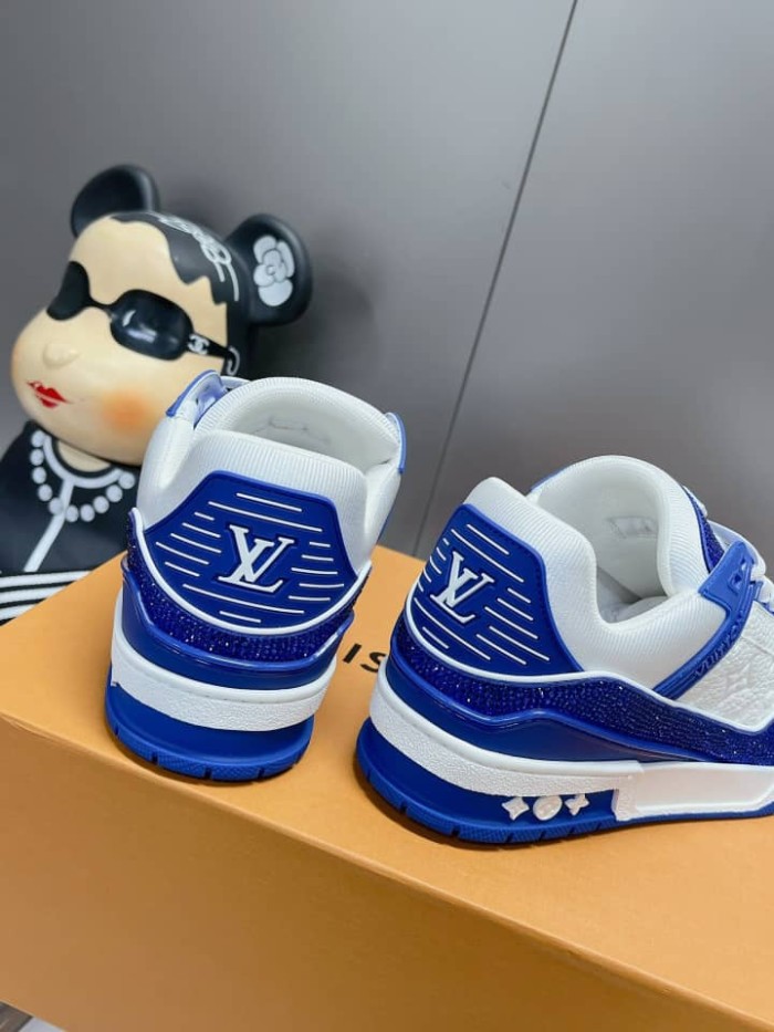 Louis Vuitton LV Trainer Blue Swarovski™ crystals and Monogram-embossed grained calf leather