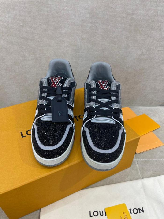 Louis Vuitton LV Trainer Black Grey Crystal