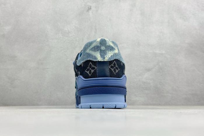 Louis Vuitton LV Trainer Blue Patchwork Monogram Denim