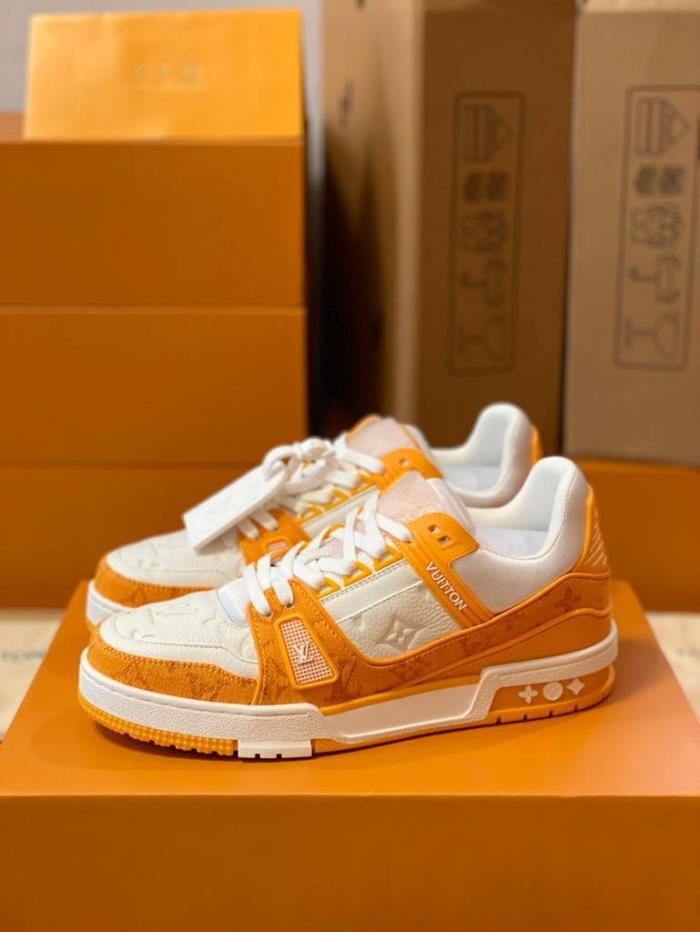 Louis Vuitton Trainer Yellow Monogram Denim White