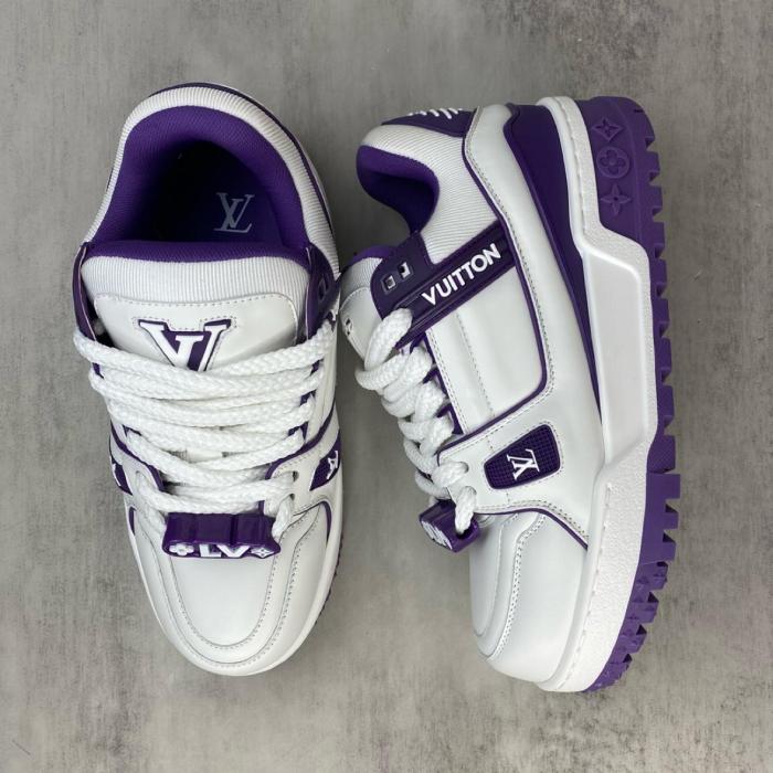 LOUIS VUITTON Trainer Maxi Little Chubby Ding Low Top Skateboard Shoes Unisex White Purple