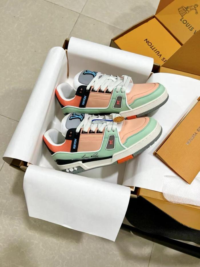 LOUIS VUITTON Trainer Skateboard Shoes Unisex Low-Top Pink/Green/Black