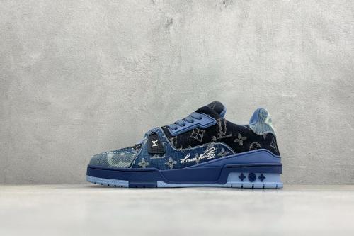 Louis Vuitton LV Trainer Blue Patchwork Monogram Denim