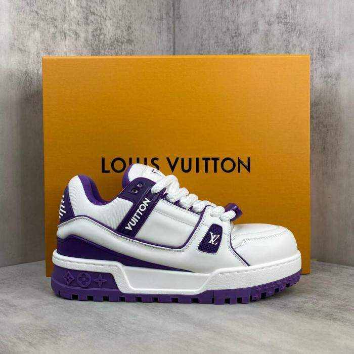 LOUIS VUITTON Trainer Maxi Little Chubby Ding Low Top Skateboard Shoes Unisex White Purple