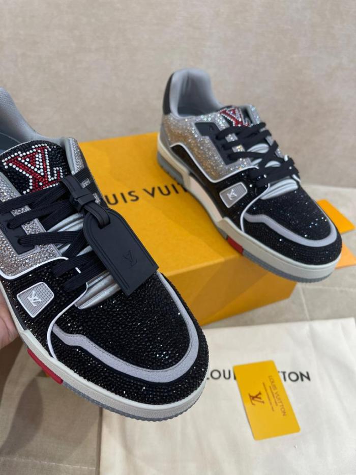 Louis Vuitton LV Trainer Black Grey Crystal