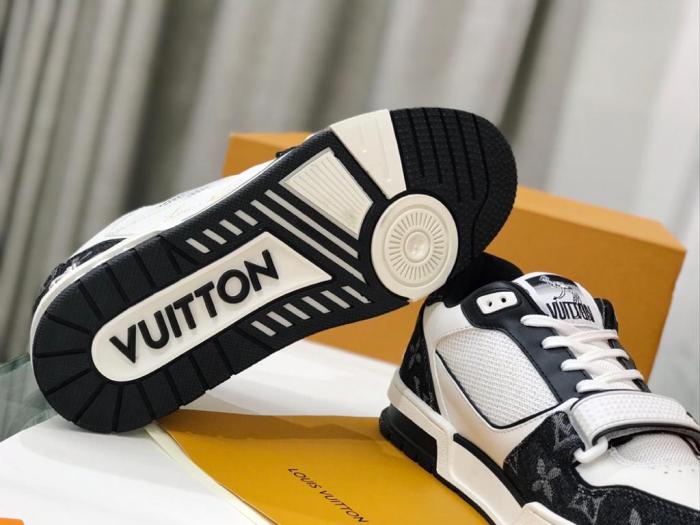 Louis Vuitton LV Trainer Velcro Strap Monogram Denim Black White