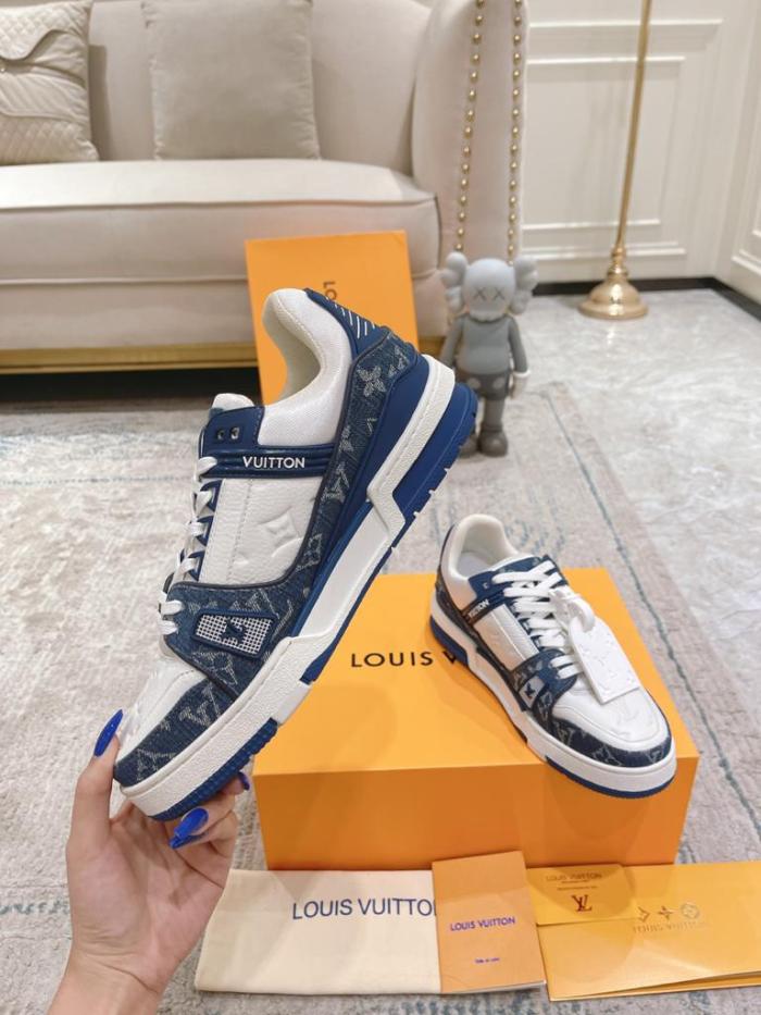 Louis Vuitton LV Trainer Monogram Denim White Blue