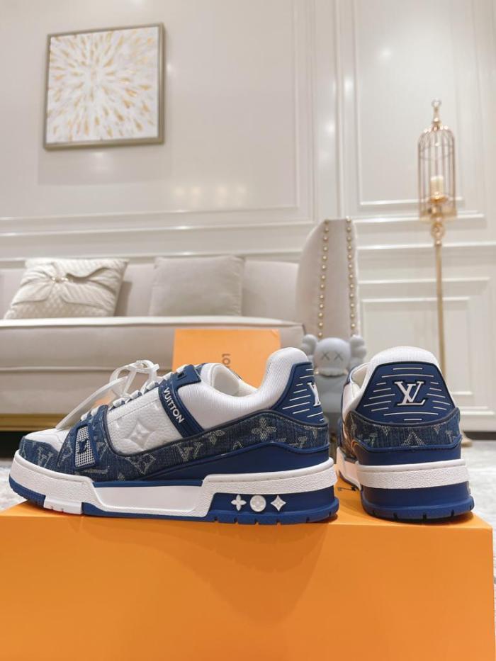 Louis Vuitton LV Trainer Monogram Denim White Blue
