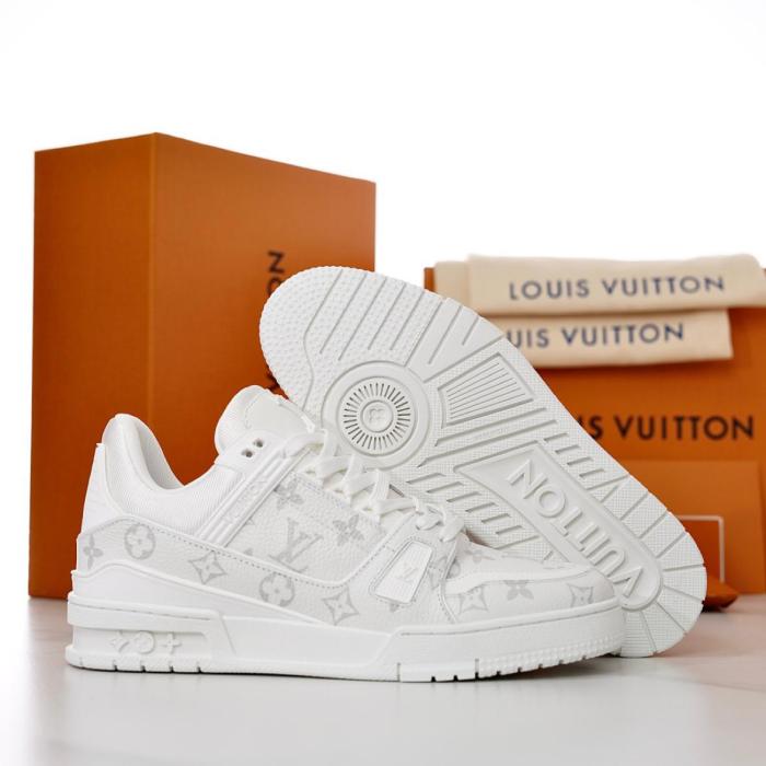 LOUIS VUITTON Trainer Skateboard Shoes Men Low-Top White