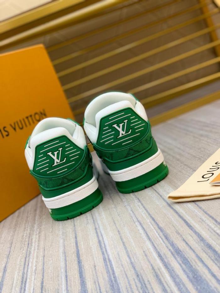 Louis Vuitton Trainer Green Monogram Denim White