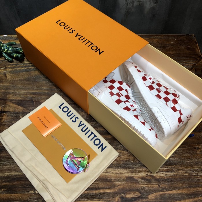 Louis Vuitton Trainer Red White Damier