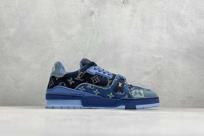 Louis Vuitton LV Trainer Blue Patchwork Monogram Denim