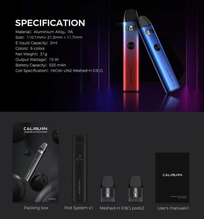 Uwell Caliburn A2咖哩棒系列 A2咖哩棒 A2S AK2 相容煙彈