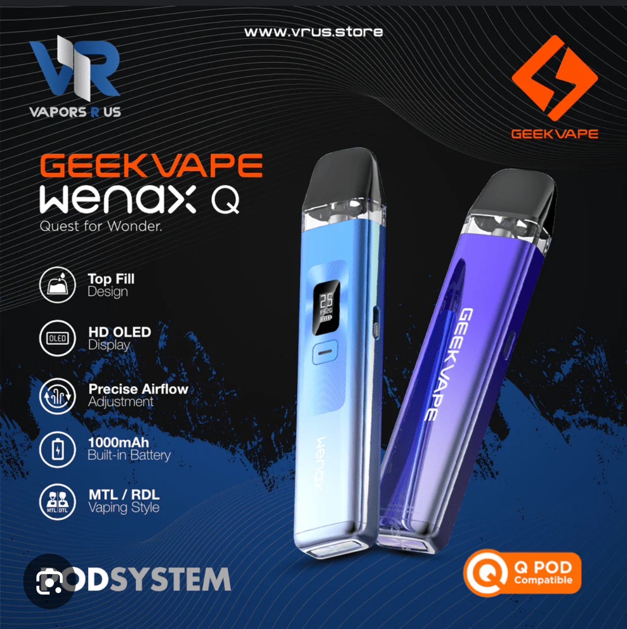 Geekvape WENAX Q 威納克斯Q 1000mAh(主機+煙油套組1200)
