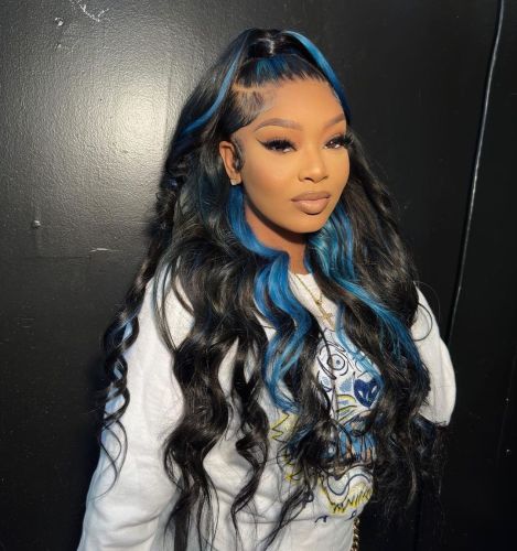 Human Virgin Hair Pre Plucked Ombre 13x4 Lace Front Wig And Full Lace Wig And Black and Blue Wig For Woman Free Shipping (YM0329)