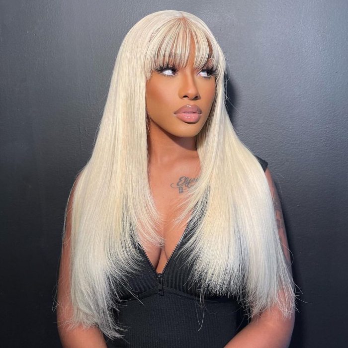 Human Virgin Hair Pre Plucked Ombre White Blonde 13x4 Lace Front Wig And Full Lace Wig For Black Woman Free Shipping (YM0332)