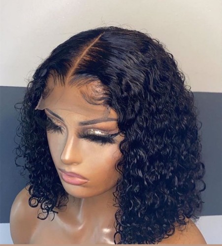 Human Virgin Hair Pre Plucked Curly Lace Wig And 13x4 Tranaparent Lace Wig And Full Lace Wig For Black Woman Free Shipping (YM0258)