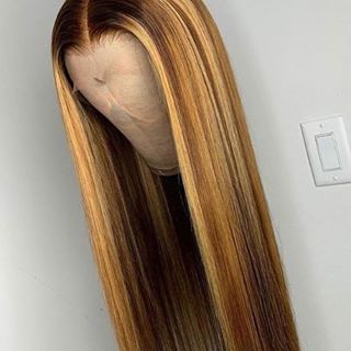 Human Virgin Hair Pre Plucked 13x4 Tranaparent Lace Front Wig And Full Lace Wig And Ombre Highlights Lace Wig For Black Woman Free Shipping (YM0004)