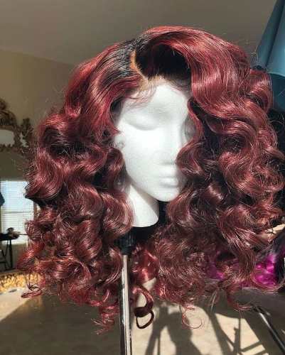 Human Virgin Hair Pre Plucked 13x4 Tranaparent Lace Front Wig And Full Lace Wig And Burgundy Wave Lace Wig For Black Woman Free Shipping (YM0072)