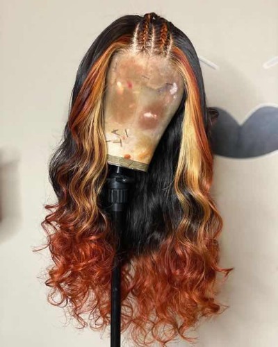 Human Virgin Hair Pre Plucked Ombre 13x4 Tranaparent Lace Front Wig And Full Lace Wig For Black Woman Free Shipping (YM0260)