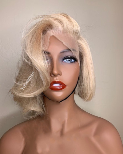 Human Virgin Hair Pre Plucked 613 Bob 13x6 Lace Front Wig For Black Woman Free Shipping (YM0183)