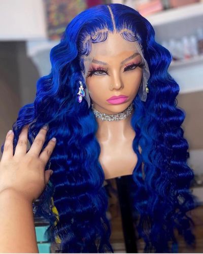 Human Virgin Hair Pre Plucked Ombre 13x4 Lace Front Wig And Full Lace Wig And Blue Wig For Black Woman Free Shipping (YM0304)