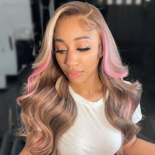 Human Virgin Hair Pre Plucked Ombre 13x4 Lace Front Wig And Full Lace Wig And Pink Wig For Black Woman Free Shipping (YM0327)