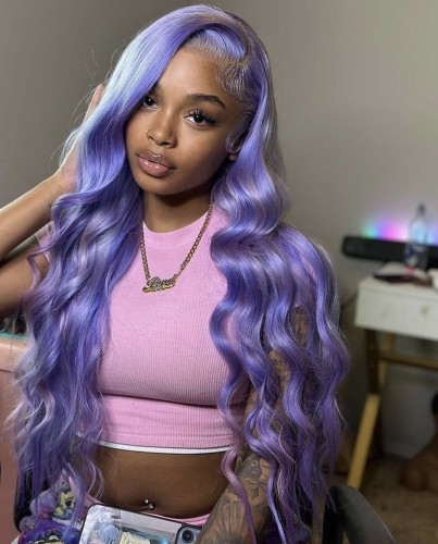 Human Virgin Hair Pre Plucked Ombre Blue13x4 Lace Front Wig And Full Lace Wig For Black Woman Free Shipping (YM0339)