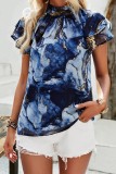 Ruffle Mock Neck Chic Tops