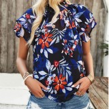 Ruffle Mock Neck Chic Tops