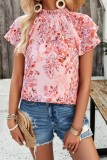 Ruffle Mock Neck Chic Tops