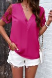 Chic Lace Short Sleeve V neck Tops