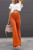 High Waisted Corduroy Slim Fit Micro Flared Pants