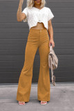 High Waisted Corduroy Slim Fit Micro Flared Pants
